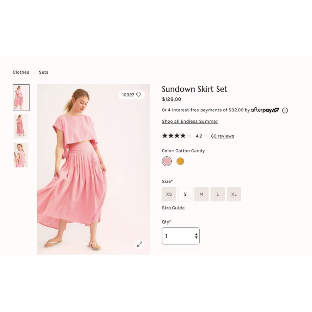 Free People Sundown Skirt Set Blush Pink Sz XS